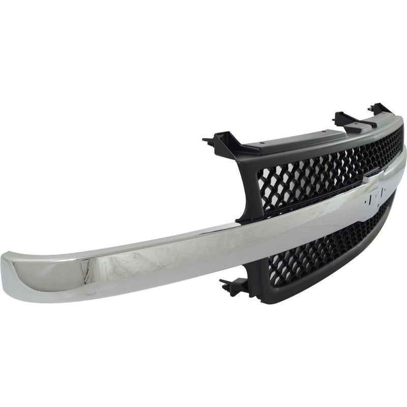 DURAFORCE Grille Assembly Black with Chrome Center Bar For 2001-02 Silverado 2500 HD 3500