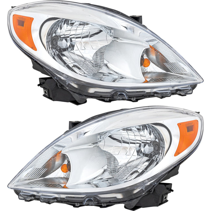 DURAFORCE Halogen Headlight Set For 2012-2014 Nissan Versa LH and RH Side with Bulbs Sedan