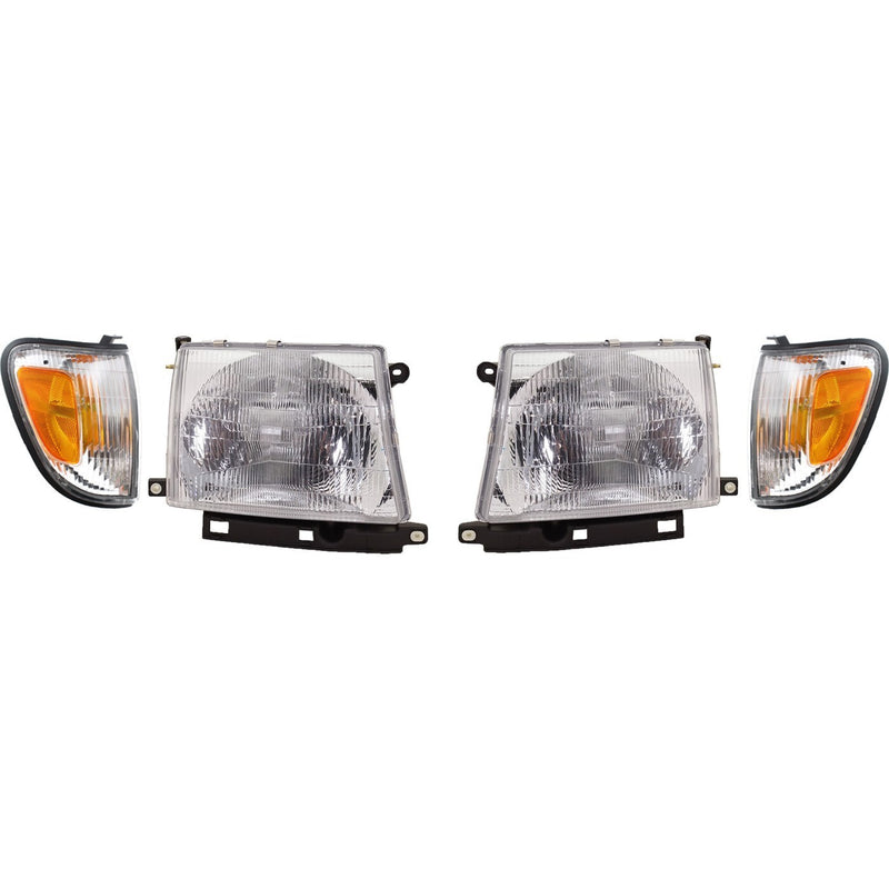 DURAFORCE Headlight Kit For 1998-2000 Toyota Tacoma 4WD RWD With Corner Light Left & Right