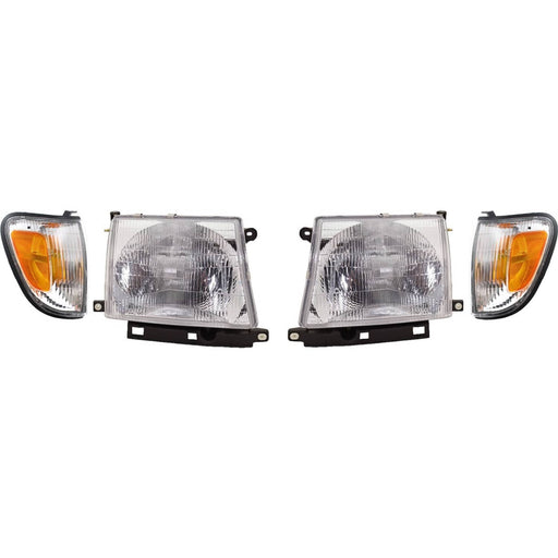 DURAFORCE Headlight Kit For 1998-2000 Toyota Tacoma 4WD RWD With Corner Light Left & Right