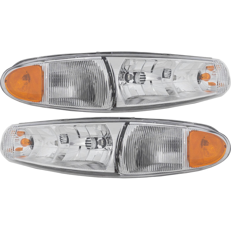 DURAFORCE Left & Right Headlight For Buick Century 1997-2005 Halogen w/ Corner Light Bulb