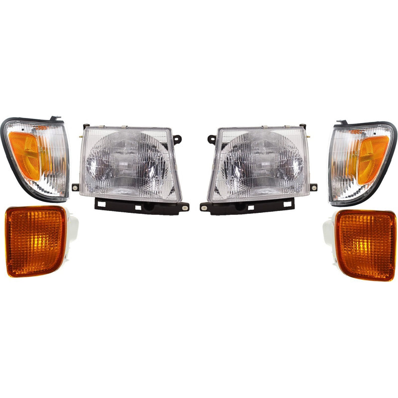 DURAFORCE Headlight Kit For 1998-00 Toyota Tacoma With Corner Turn Signal Light Tail Lamp