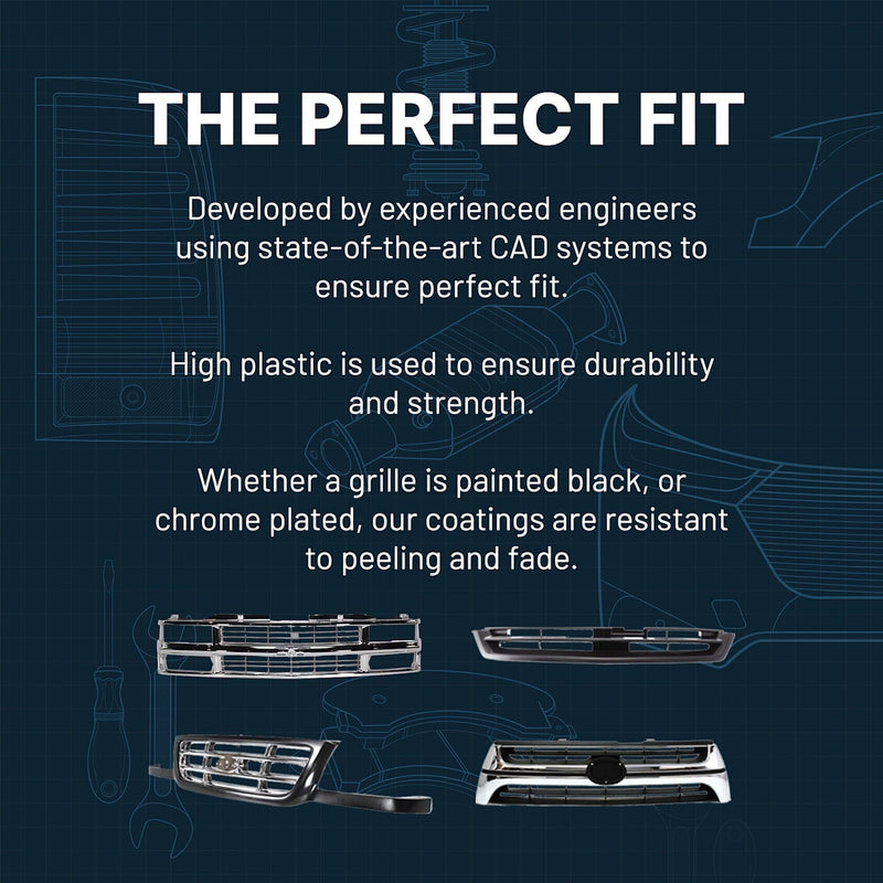 DURAFORCE Grille For 2005-2011 Toyota Tacoma Black Shell Plastic Paint to Match