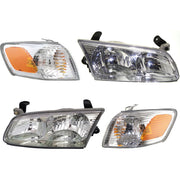 DURAFORCE Headlights Head Lamp Kit For 2000-2001 Toyota Camry with Corner Lights Set of 4