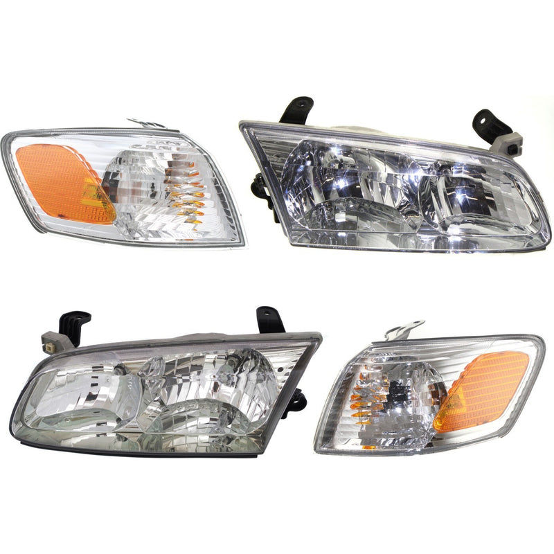 DURAFORCE Headlights Head Lamp Kit For 2000-2001 Toyota Camry with Corner Lights Set of 4
