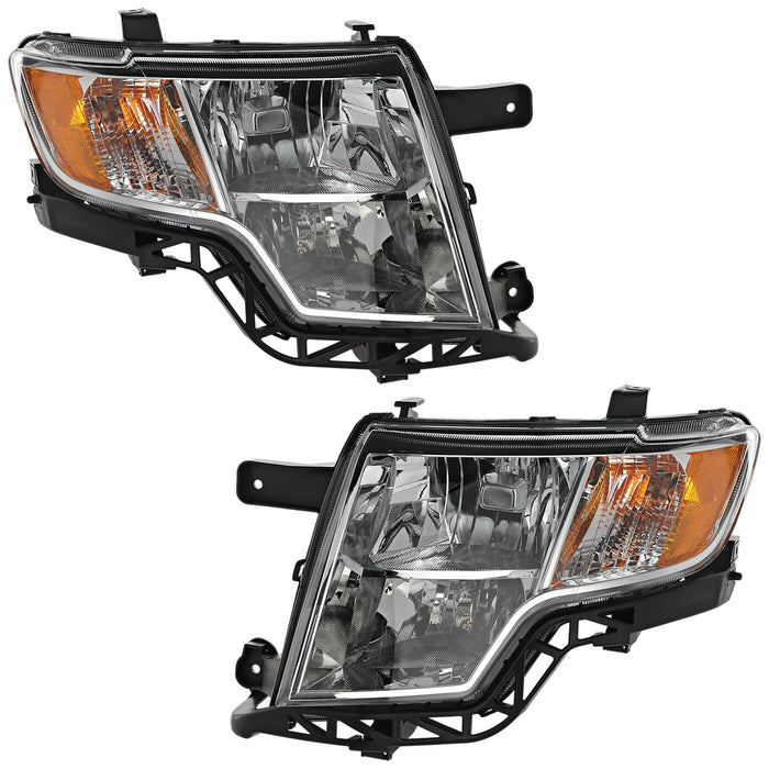 DURAFORCE Driver and Passenger Side Headlights For Ford Edge 2007-2010 Halogen with Bulbs