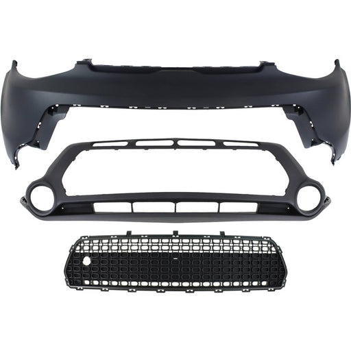 DURAFORCE Bumper Cover Kit For 2014-2016 Kia Soul 3 Pcs Fascia Upper and Lower with Grille