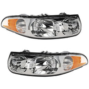 DURAFORCE LH & RH Headlight For Buick LeSabre 2000-2005 Halogen w/ Bulbs Smooth High Beam