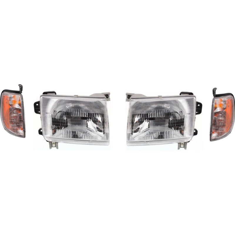 DURAFORCE Headlight Set For 1998-2000 Nissan Frontier with Corner Lights and Bulb