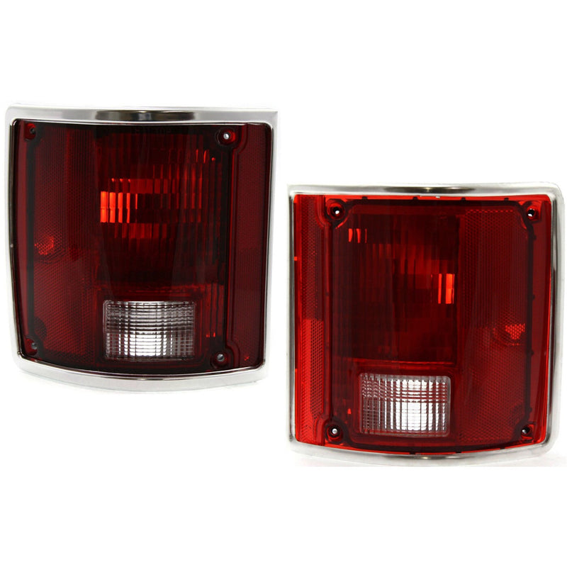 DURAFORCE Pair Tail Light for 78-86 Chevrolet K5 Blazer 87-91 Blazer LH RH w/ Chrome Trim