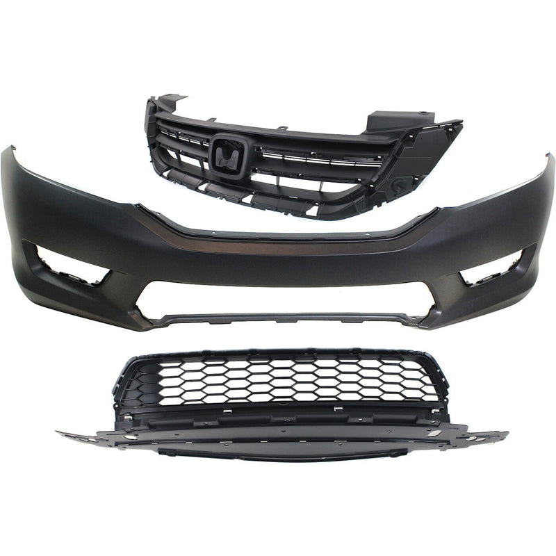 DURAFORCE Bumper Cover Grille Assembly Kit For 2013-15 Honda Accord Sedan EX/EX-L/LX/Sport