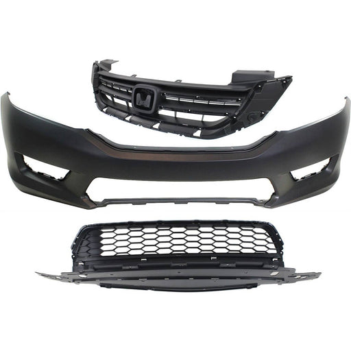 DURAFORCE Bumper Cover Grille Assembly Kit For 2013-15 Honda Accord Sedan EX/EX-L/LX/Sport