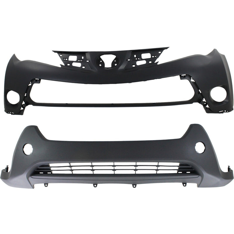 DURAFORCE Bumper Covers Facias Set of 2 Front Upper for Toyota RAV4 2013-2015 Pair