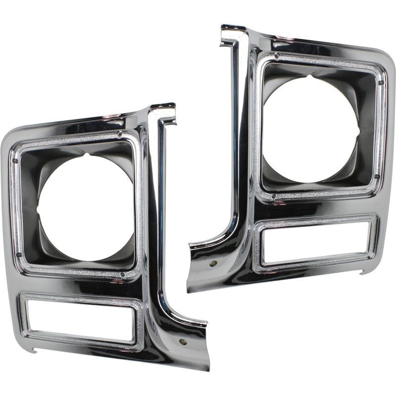 DURAFORCE Headlight Door Set For 79-80 Chevy C10 Full-Size Pickup Chrome and dark argent