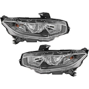 DURAFORCE Driver & Passenger Side Headlights For Honda Civic 2016-2020 Halogen w/ Bulbs US