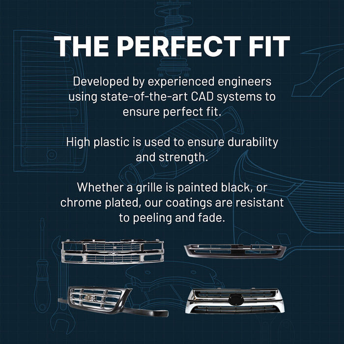 DURAFORCE Grille Assembly For 1998-05 Chevrolet Blazer 1998-04 S10 Black Shell and Insert