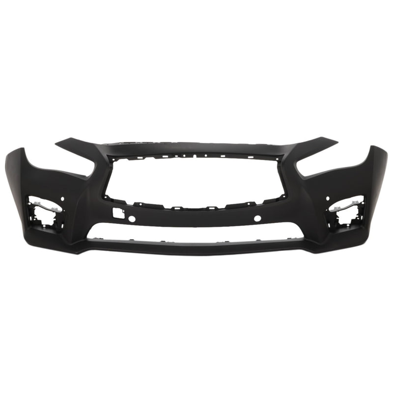 DURAFORCE Front Bumper Cover For 2014-2017 Infiniti Q50 Primed Fascia With Object Sensor