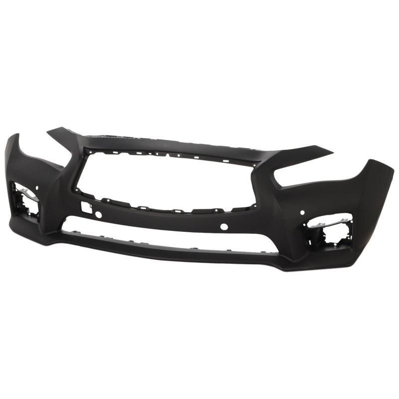 DURAFORCE Front Bumper Cover For 2014-2017 Infiniti Q50 Primed Fascia With Object Sensor