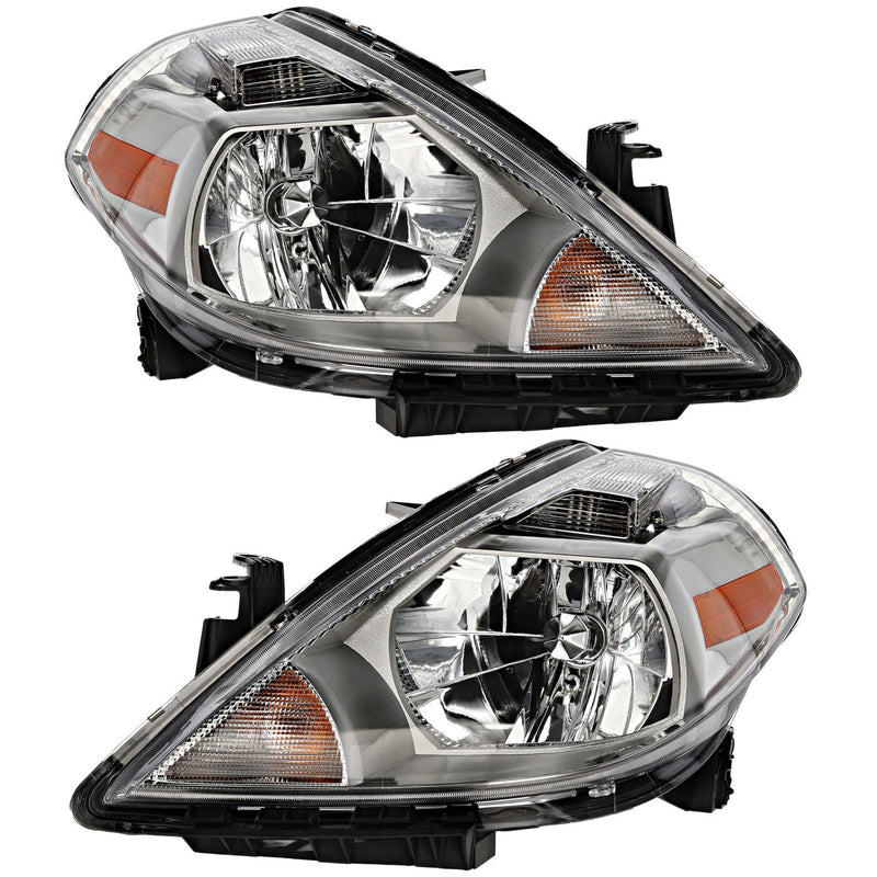 DURAFORCE Headlight Set of 2 For 2007-11 Nissan Versa Sedan/Hatchback 2012 Hatcback LH RH