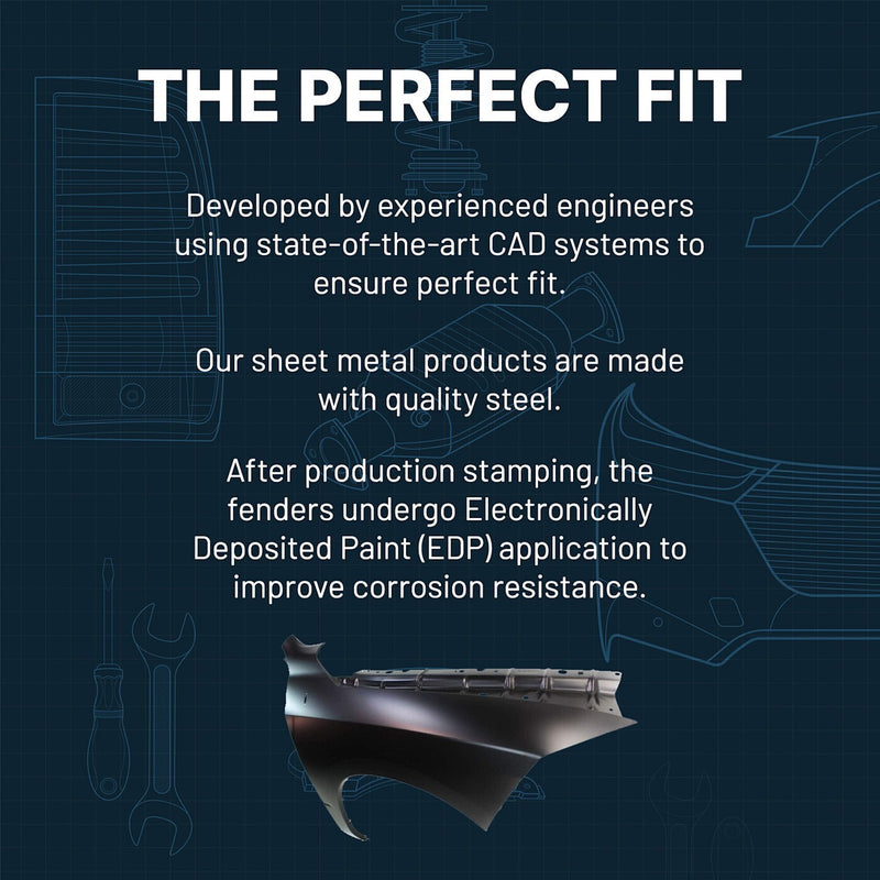 DURAFORCE Fender For 2012-15 Honda Civic Sedan 2012-13 Coupe Primed Steel Front Right Side