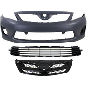 DURAFORCE Front Bumper Kit with 2 Grilles For 2011-2013 Toyota Corolla Base CE Models