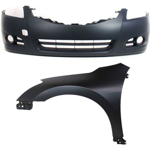 DURAFORCE Front Bumper Cover Fender Kit For 2010-2012 Nissan Altima Primed Sedan 4-Door