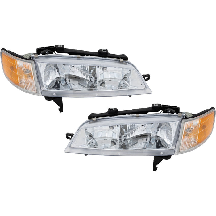 DURAFORCE Left Right Headlights For Honda Accord 1994-1997 Halogen w/ Bulbs w/ Corner Lamp