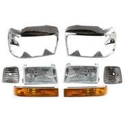 DURAFORCE Headlight Kit For 92-96 Ford F-150 Bronco F-250 F-350 Corner Light Turn Signal