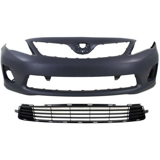 DURAFORCE Front Bumper Cover Kit with Bumper Grille For 11-13 Toyota Corolla Base CE LE