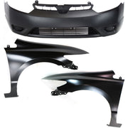 DURAFORCE Front Bumper Cover Kit For 2006-2008 Honda Civic Primed 2-Door Coupe with Fender