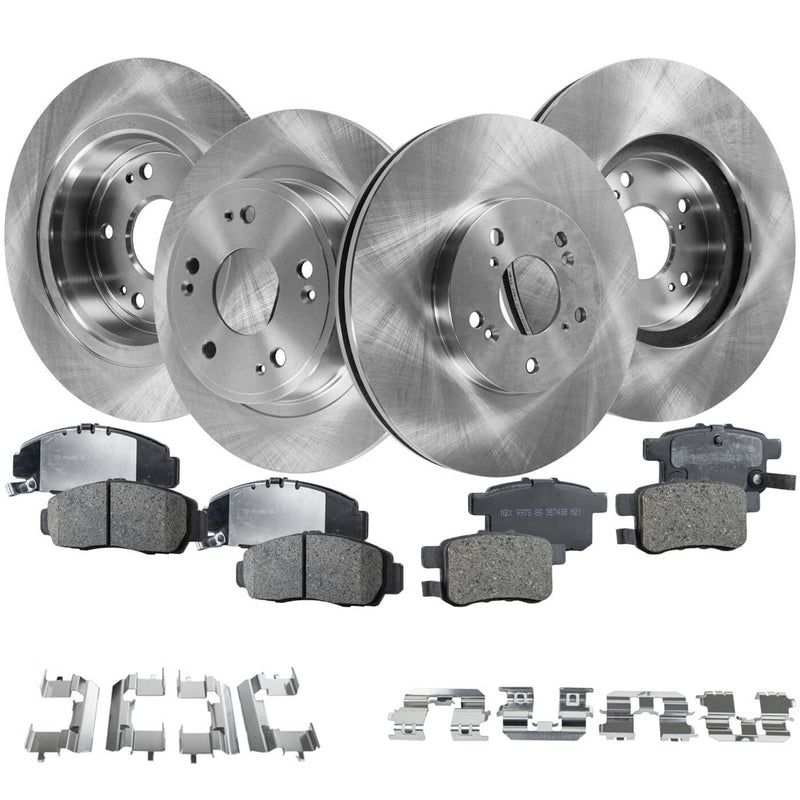 DURAFORCE Front and Rear Brake Disc and Pad Kit For 2008-10 Honda Accord Ceramic