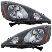 DURAFORCE Left & Right Side Headlights For Honda Fit 2009-2014 Halogen w/ Bulbs Base DX LX
