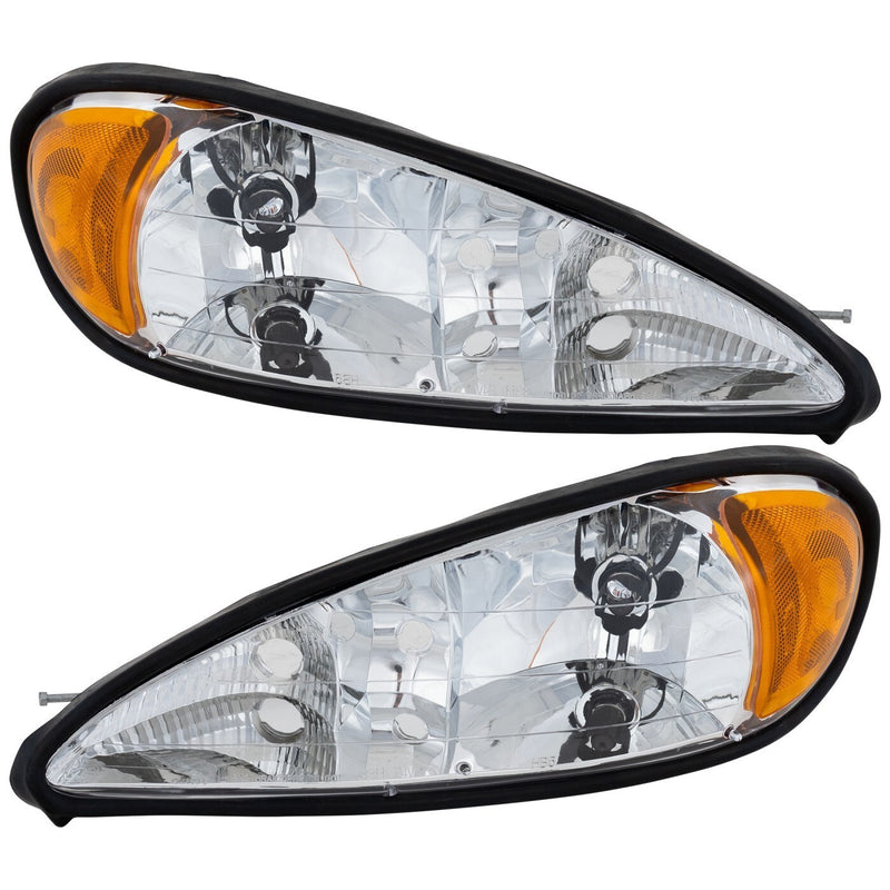 DURAFORCE Headlight Set For 99-2005 Pontiac Grand Am Driver & Passenger Side w/ bulb