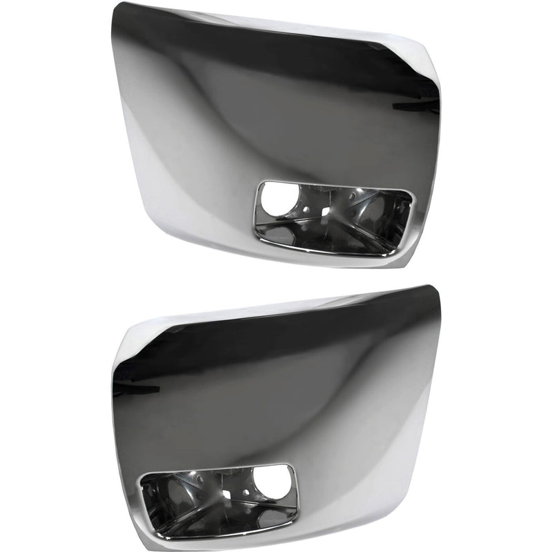 DURAFORCE Bumper End Caps Set For 07-13 Chevy Silverado 1500 with Fog Light Hole Chrome