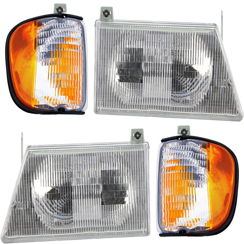 DURAFORCE Headlight and Corner Light Kit For 92-02 Ford E-150 Econline E-250 Econoline 4Pc