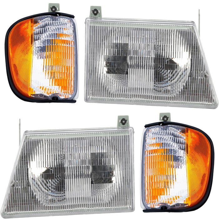 DURAFORCE Headlight and Corner Light Kit For 92-02 Ford E-150 Econline E-250 Econoline 4Pc