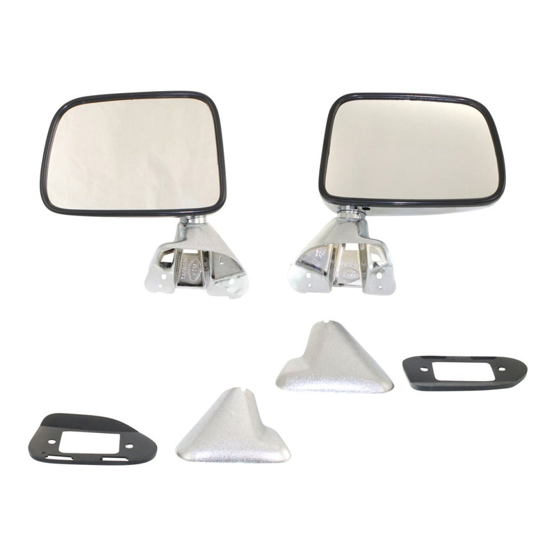 DURAFORCE Manual Side View Mirrors Chrome Pair Set for 87-88 Toyota Pickup Truck 4Runner