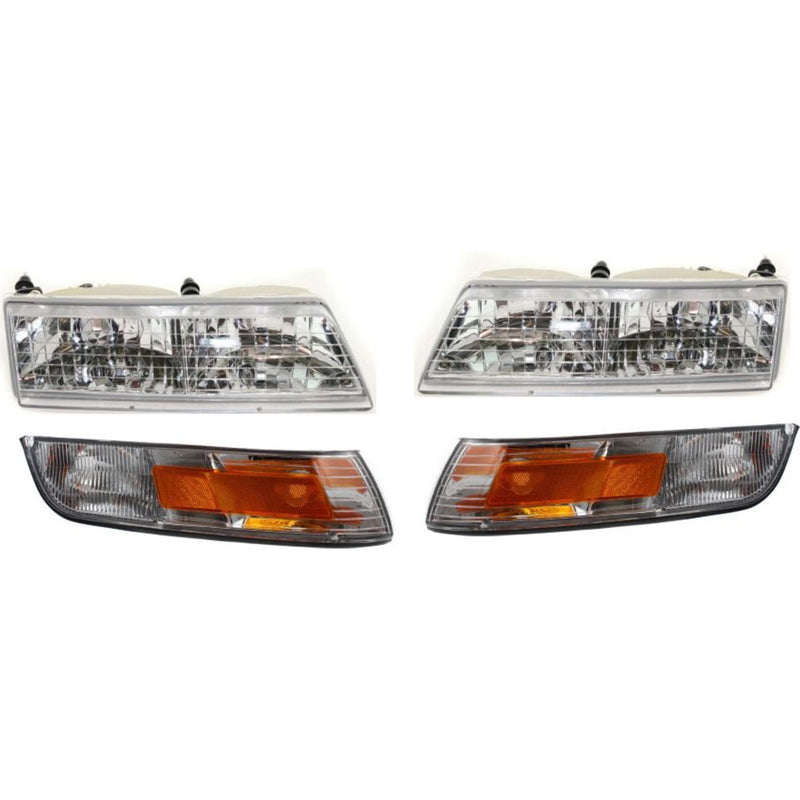 DURAFORCE Headlight Kit LH RH For 95-97 Mercury Grand Marquis Incl. Corner w/ Marker Lamp