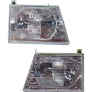 DURAFORCE Left & Right Side Headlights For Ford E-350 Econoline 1992-1996 Halogen w/ Bulbs