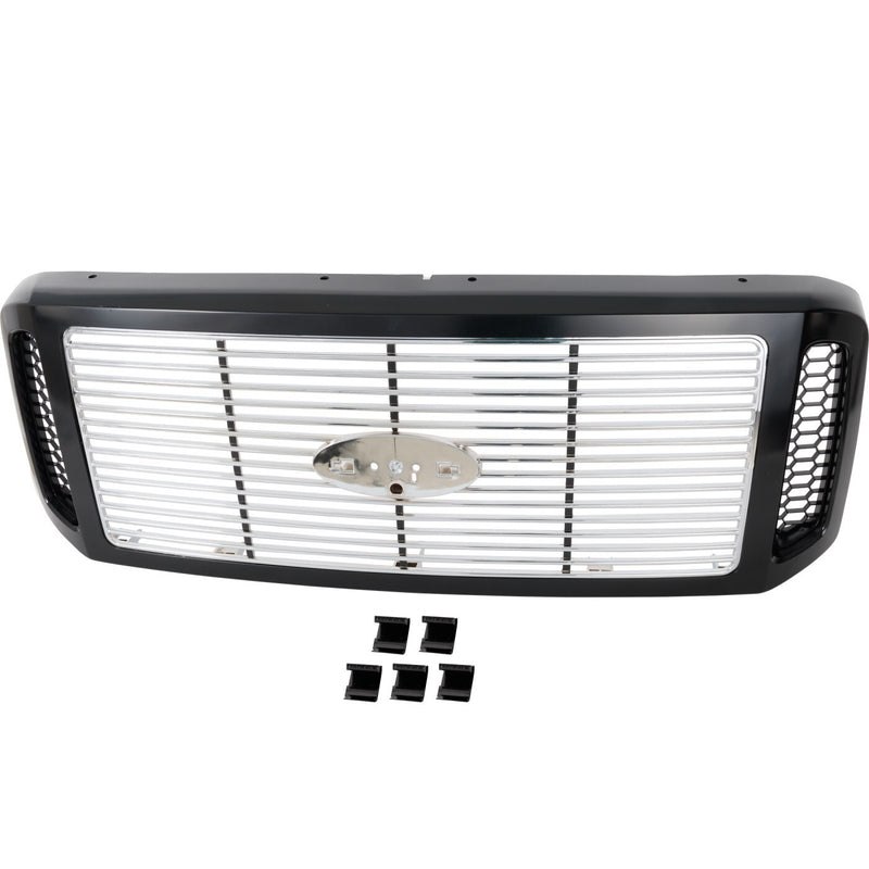 DURAFORCE Grille Assembly For 2005-2007 Ford F-250 Super Duty F-350 F-450 Chrome Insert