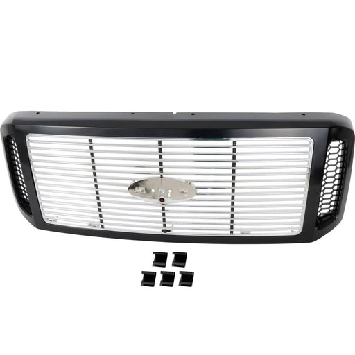 DURAFORCE Grille Assembly For 2005-2007 Ford F-250 Super Duty F-350 F-450 Chrome Insert