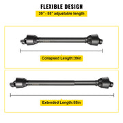 DURAFORCE PTO Shaft PTO Driveshaft for Tractor 1-3/8" Spline/Round Ends 39-55" Black