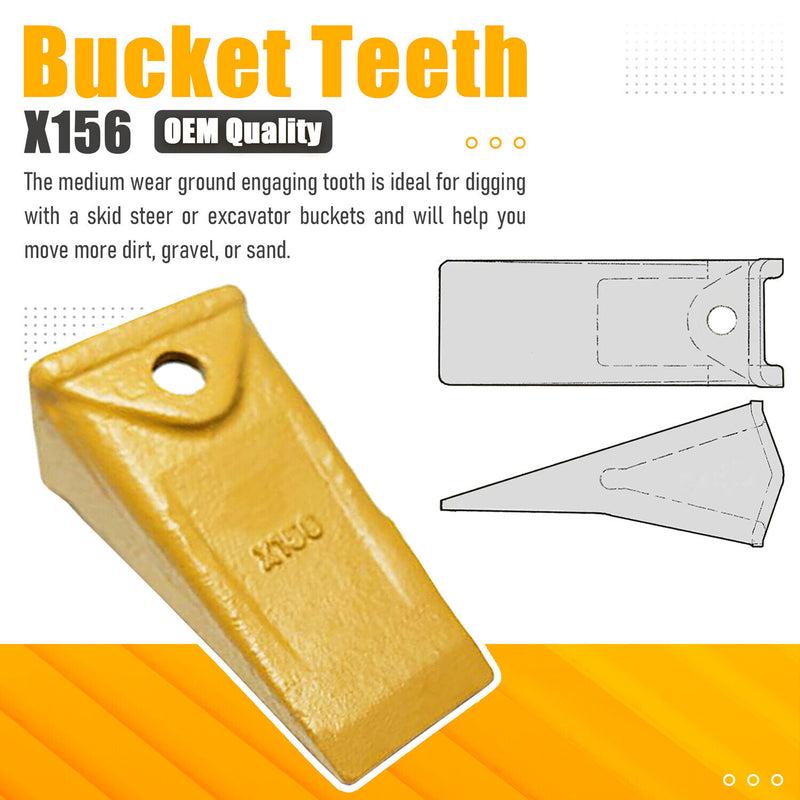 DURAFORCE X156 X156S Dirt Teeth Bucket Teeth/Tooth with P156 Roll Pins 5 Pack
