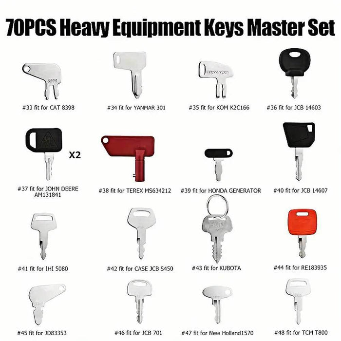 DURAFORCE 70 Master Keys Set Heavy Equipment Ignition Keys Fits Many Models HOT