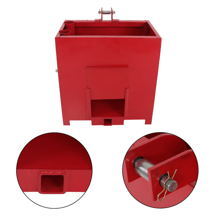 DURAFORCE Ballast Box 3 Point CAT 1 Tractor Attachment Hitch W/ 2'' Quick Hitch Receiver