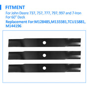 DURAFORCE FOR JOHN DEERE MOWER BLADES 60" CUT #M128485 #M133381 #TCU15881 737 757 777 797