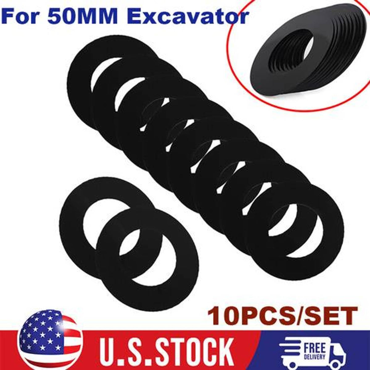 10PCS - 50MM Excavator Bucket Pin Shims For Skid Steer Cat Bobcat Deer ...