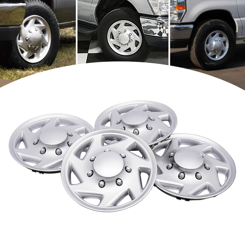 DURAFORCE 4 NEW For 99-18 Ford Econoline E250 E350 E450 Hubcap Silver Van Full Wheel Cover