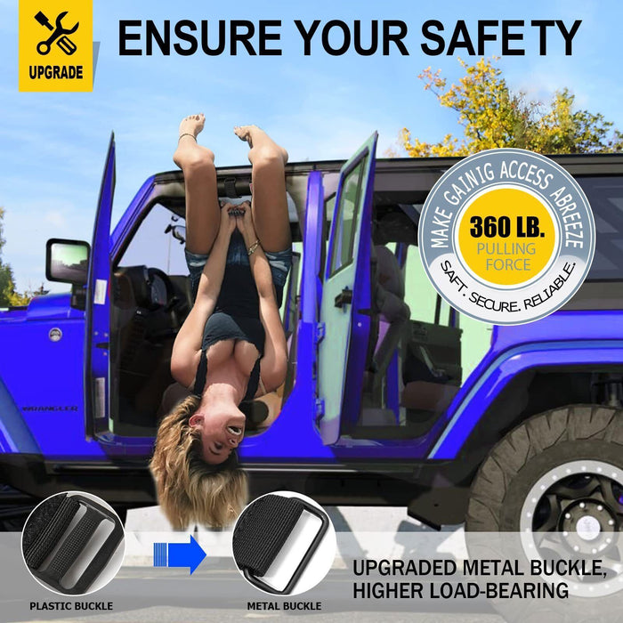 DURAFORCE 2 Pack Grab Handle Set Compatible with Jeep Wrangler TJ YJ JK, Easy-to-Fit Black