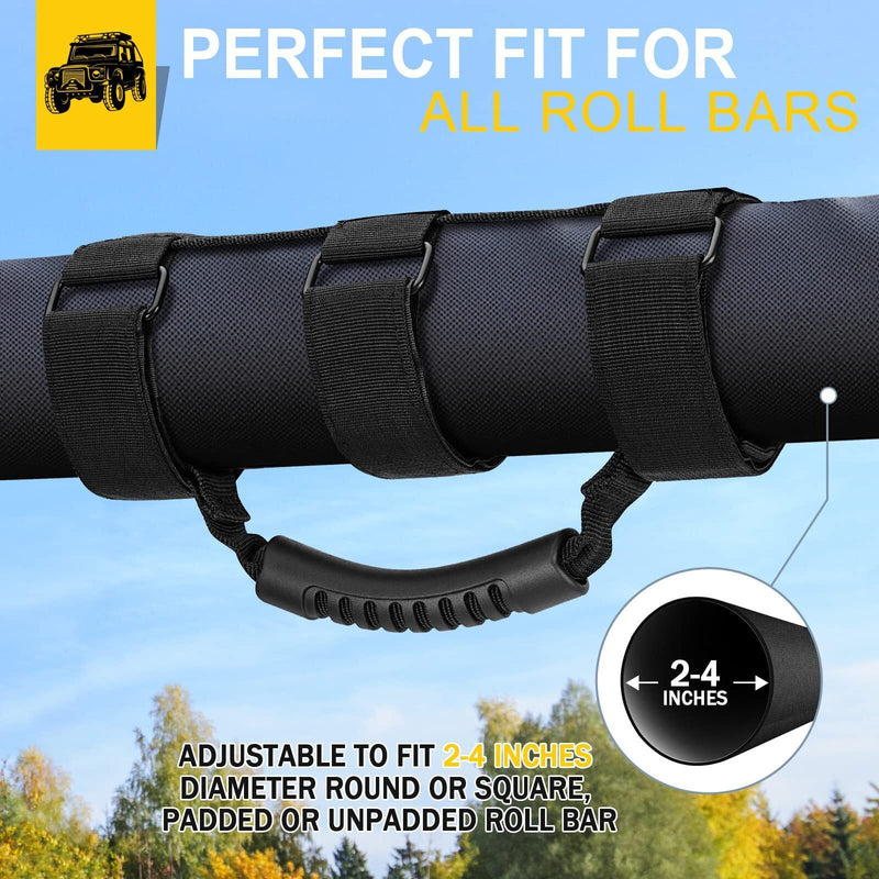 DURAFORCE 2 Pack Grab Handle Set Compatible with Jeep Wrangler TJ YJ JK, Easy-to-Fit Black